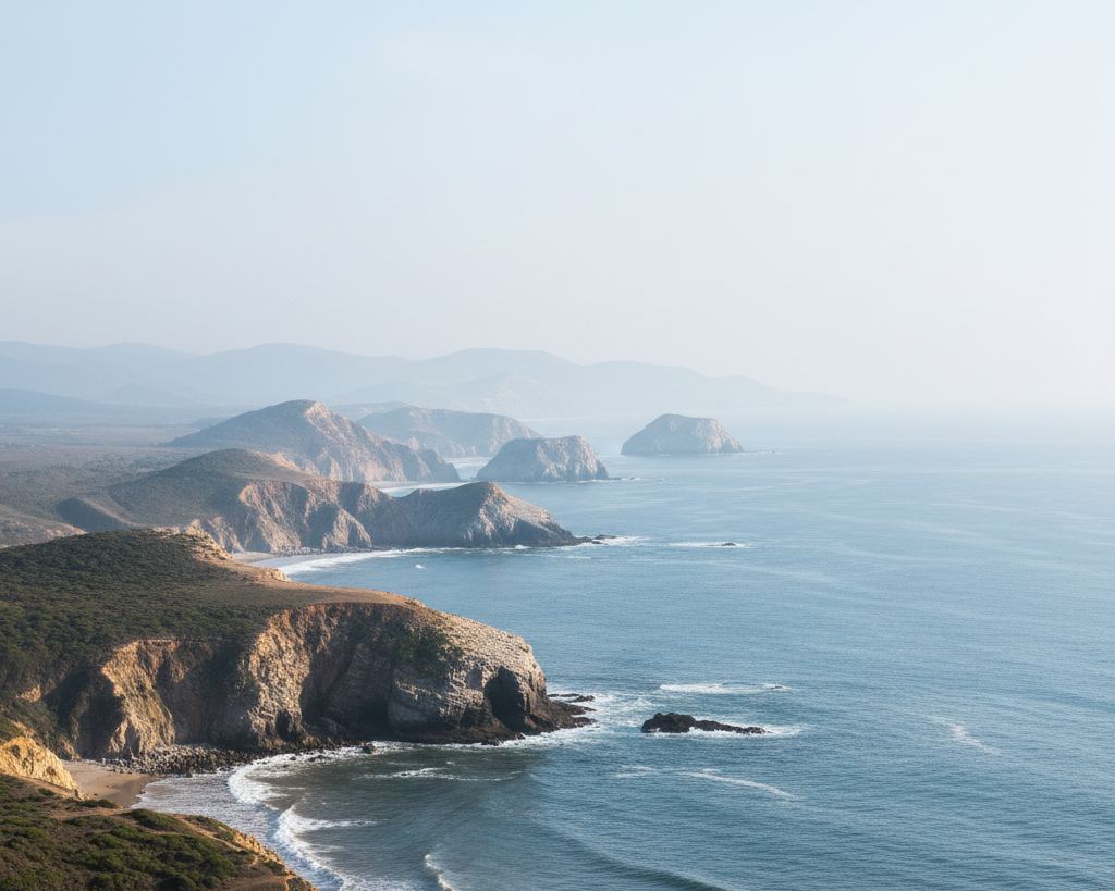 A coast of receding headlands, each one paler into the haze